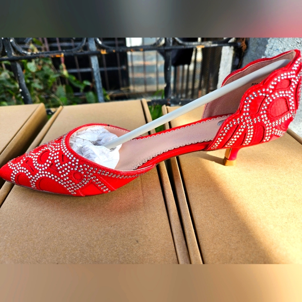 Red Rhinestone D'Orsay Pump - Women